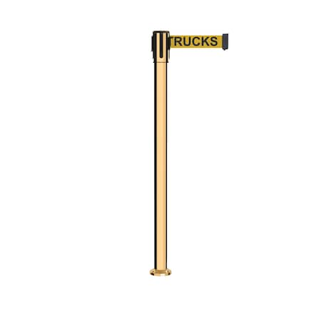 Retractable Belt Fixed Stanchion, 2ft Pol.Brass Post  9ft. Forkl..Belt